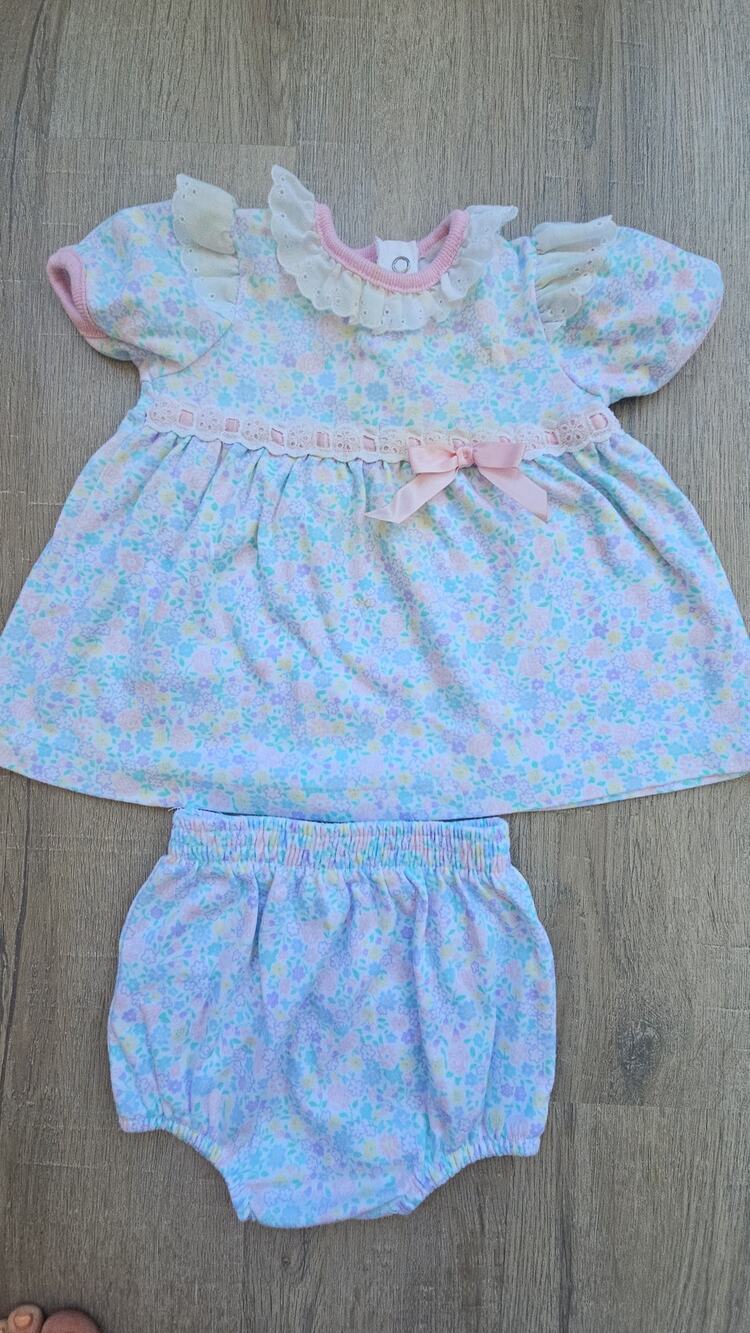 true vintage 90s healthtex dress and bloomers 6-9m set